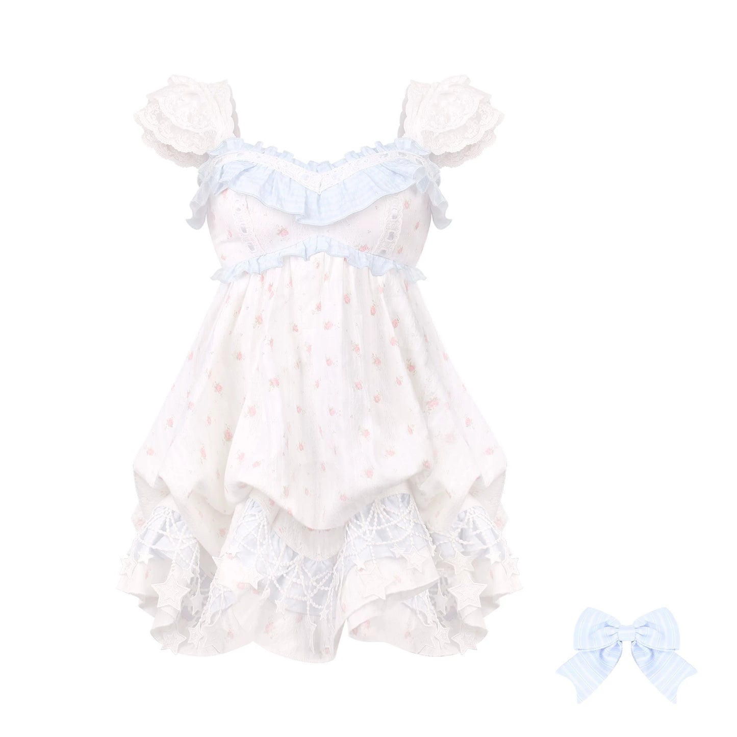 Lace dress with matching headbands on a white background