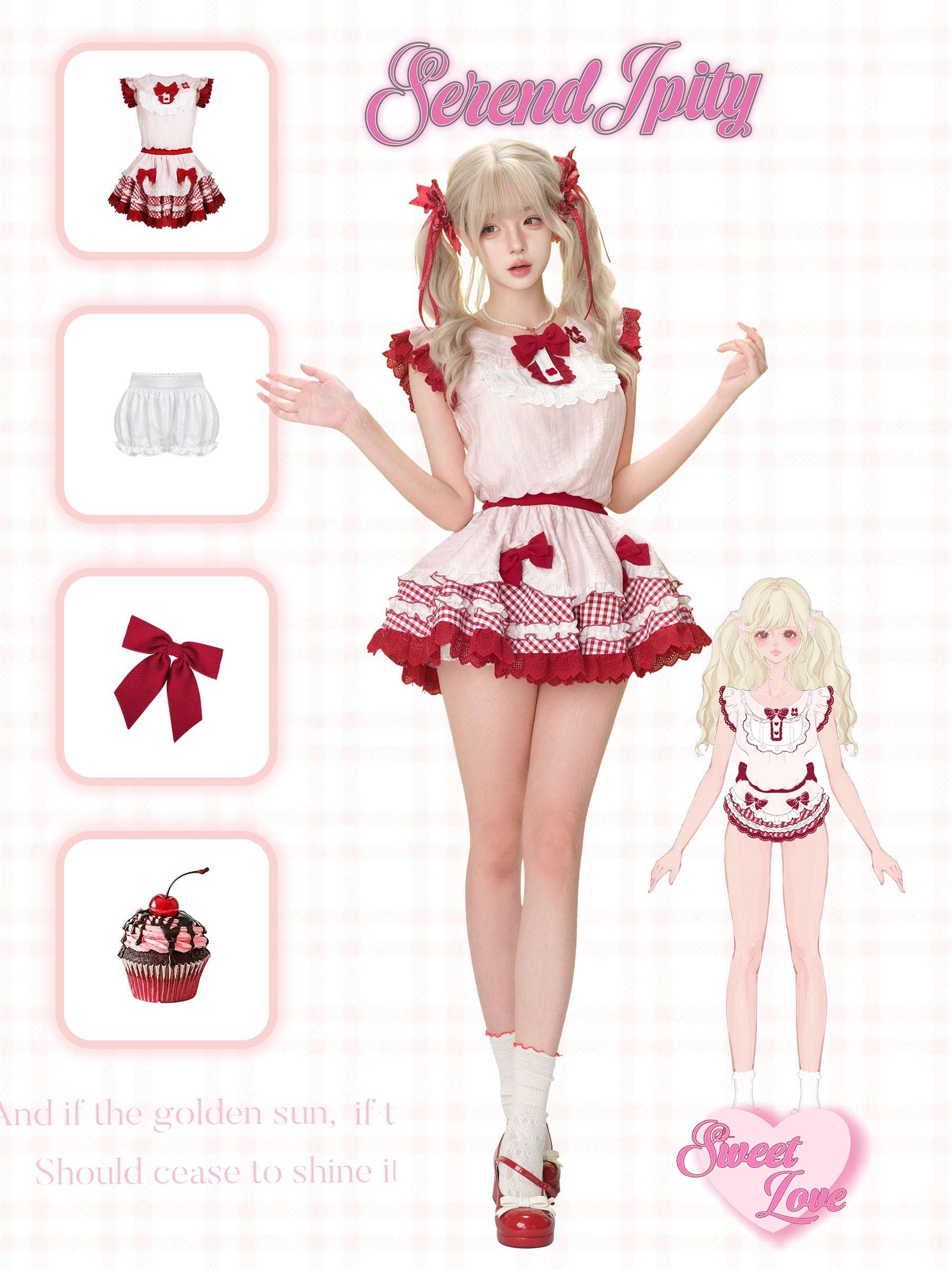 summery berry-print dress paired with soft white bloomers