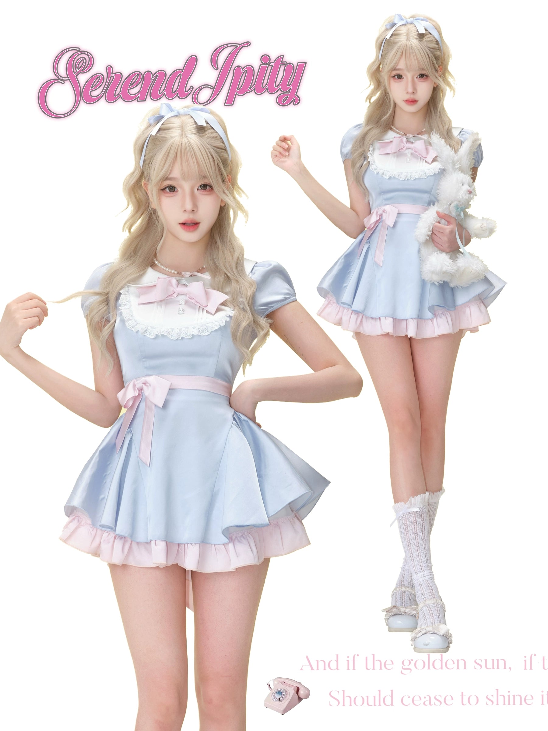 moonlight-themed two-piece set featuring pink ribbon and bloomers