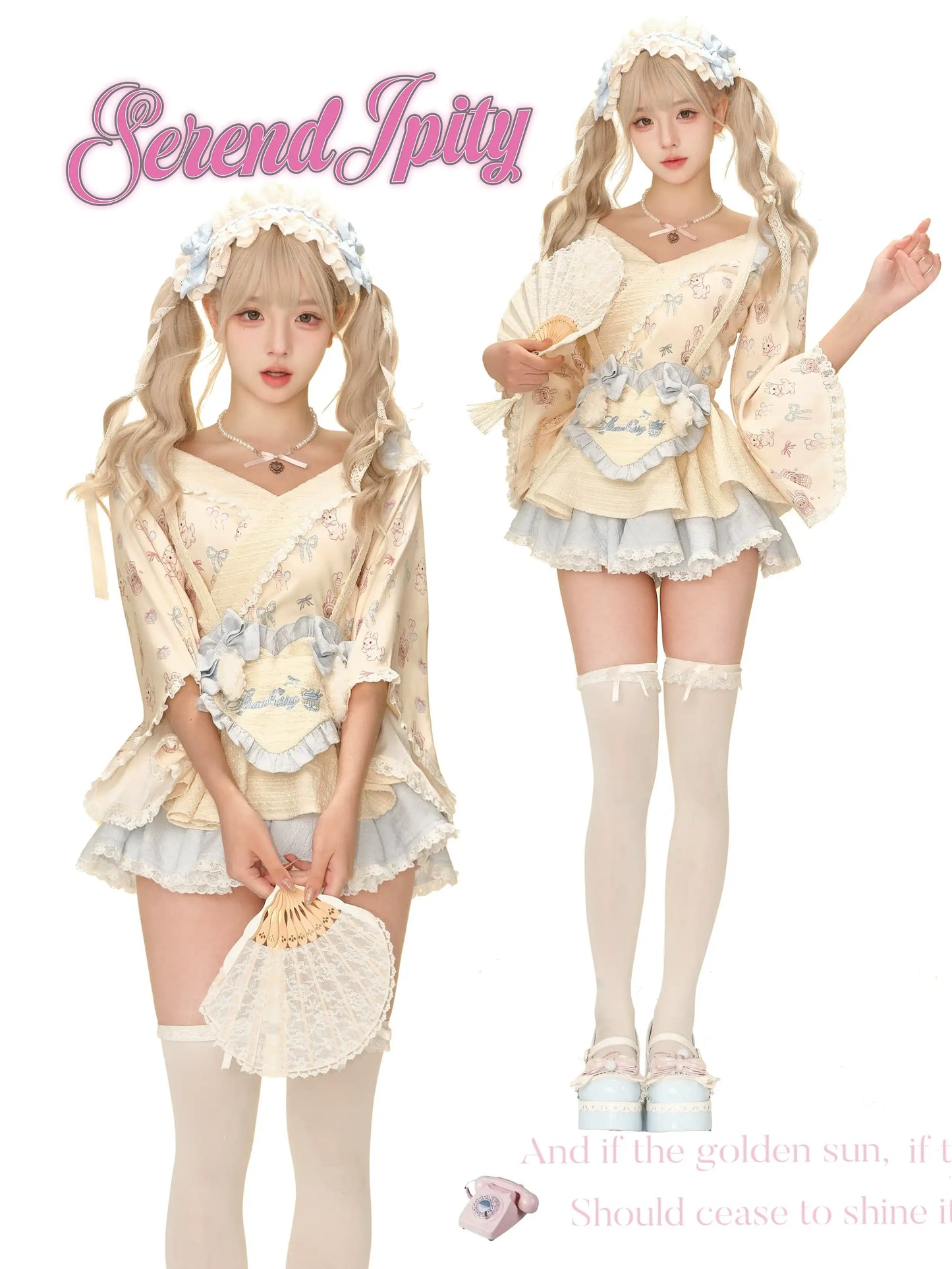 pastel hanfu outfit with blue trim skirt