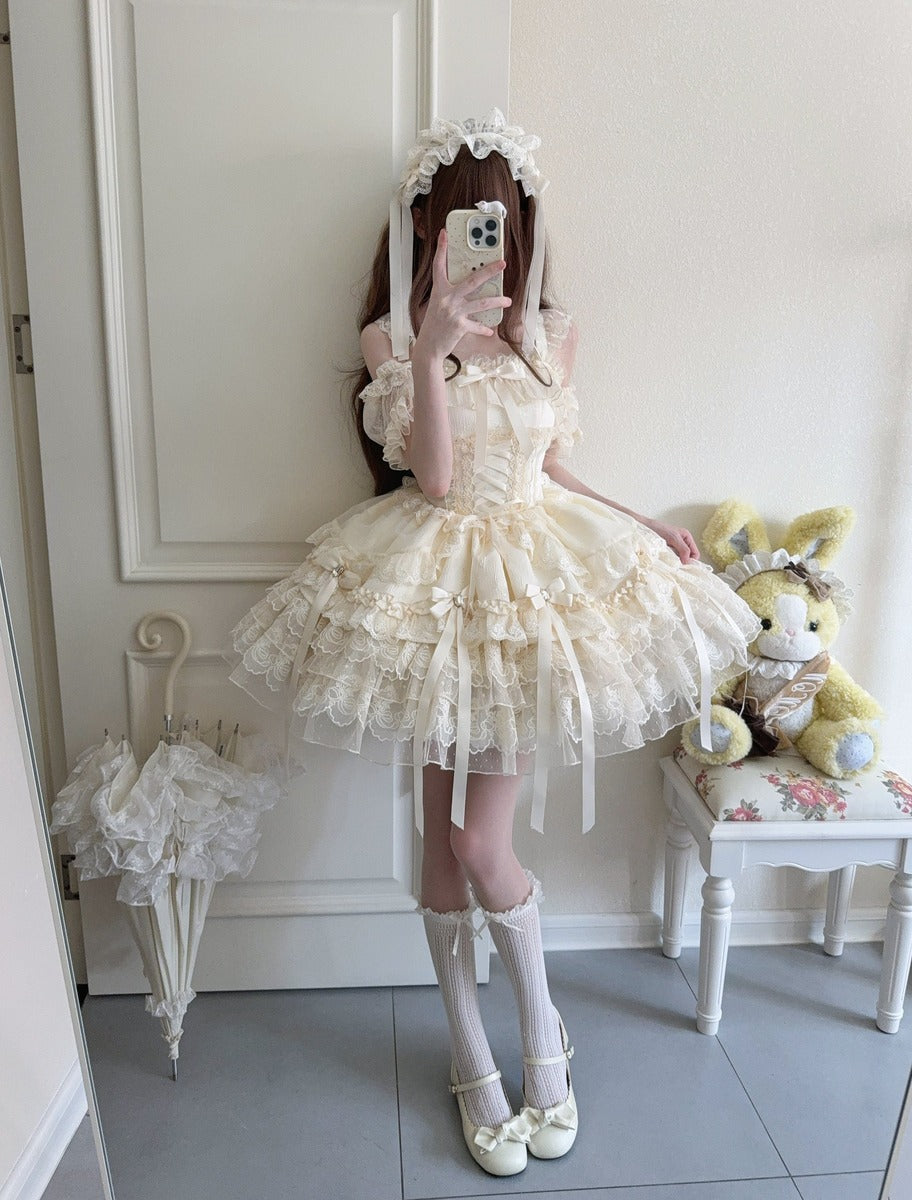 Sugar Girl Ribbon Love Pink Blue Cream Green Lolita Dress – Sugarplum Store
