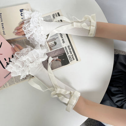 Sunny Sweet Lace Pink White Black Arm Warmers