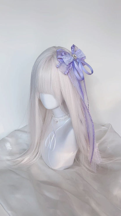 Sweet Bow Lace Blue Pink Beige Hair Clip Hair Accessories