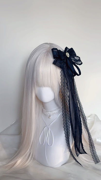 Sweet Bow Lace Blue Pink Beige Hair Clip Hair Accessories