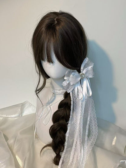 Sweet Bow Lace Blue Pink Beige Hair Clip Hair Accessories