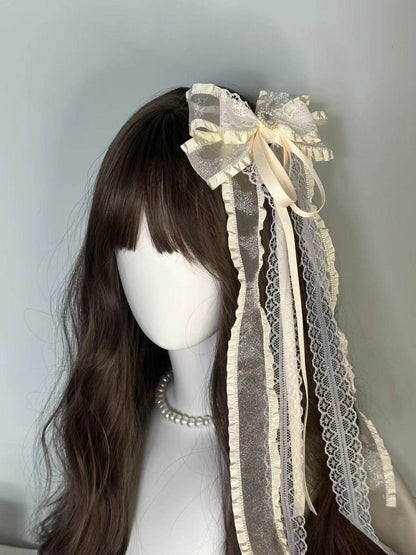 Sweet Bow Lace Blue Pink Beige Hair Clip Hair Accessories
