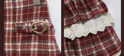 Sweet Dream White Christmas Cardigan Plaid Skirt Two Piece Set