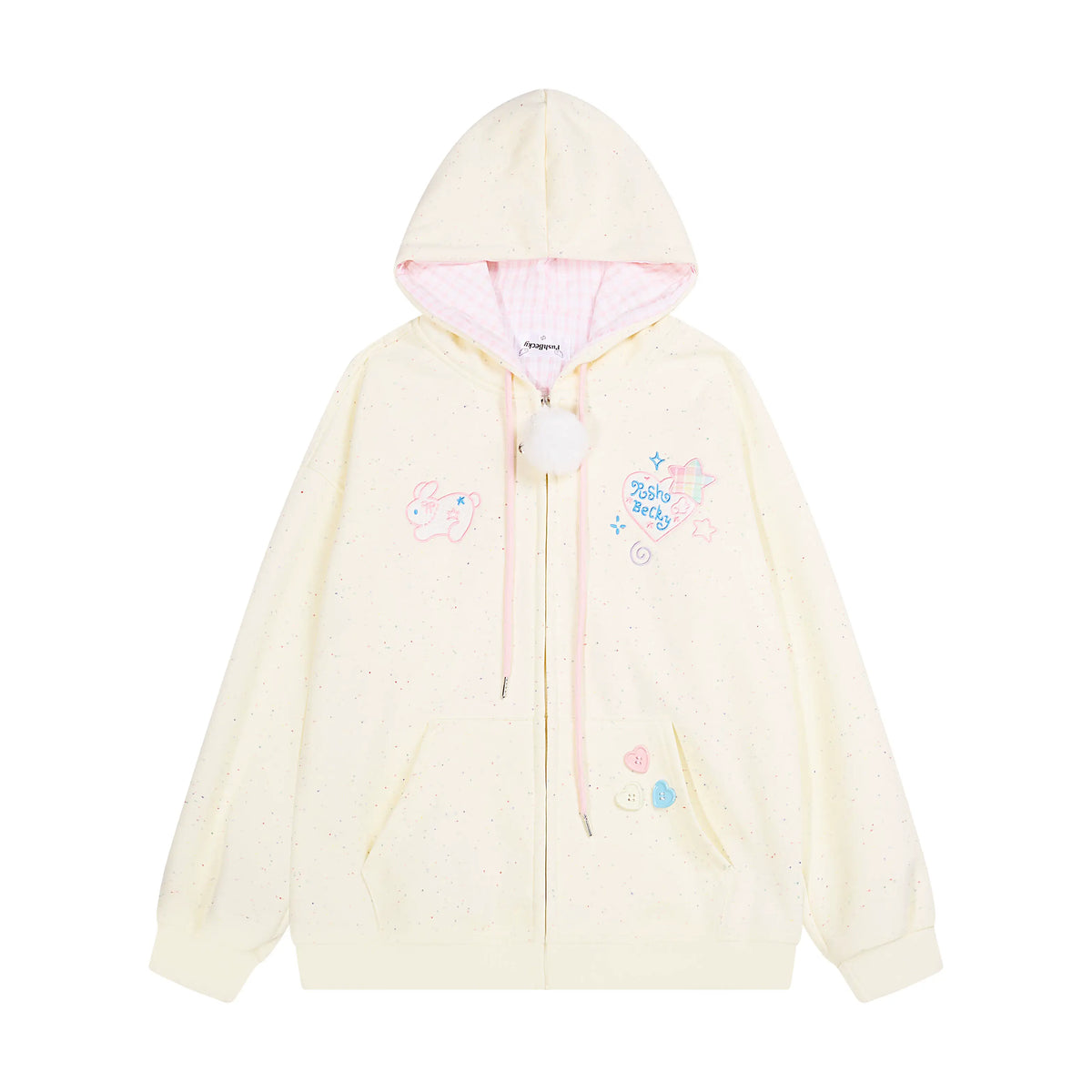 Young Eyes Becky Rabbit Pastel Green Pink Yellow Hoodie Jacket