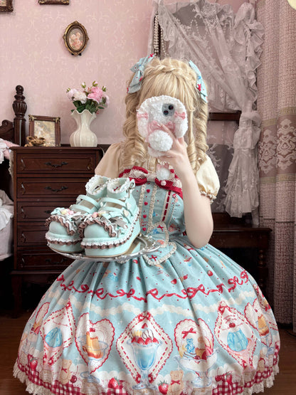 Person wearing a detailed dress with a lace headband in a vintage-style room.
