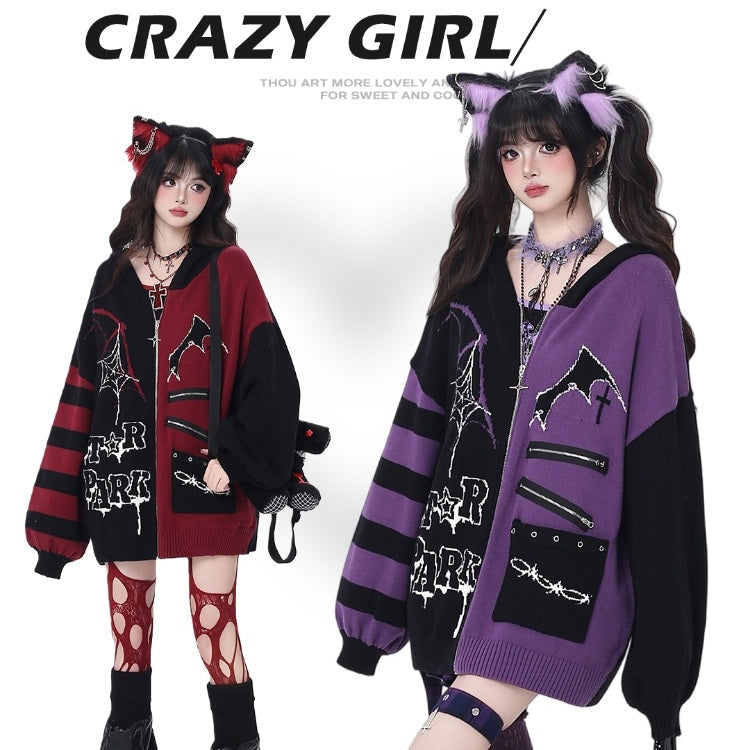 Two models wearing Crazy Girl themed outfits with cat ear headbands on a white background.