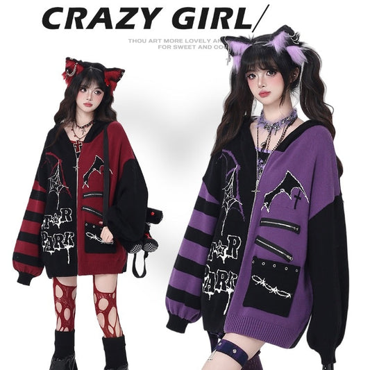 Two models wearing Crazy Girl themed outfits with cat ear headbands on a white background.