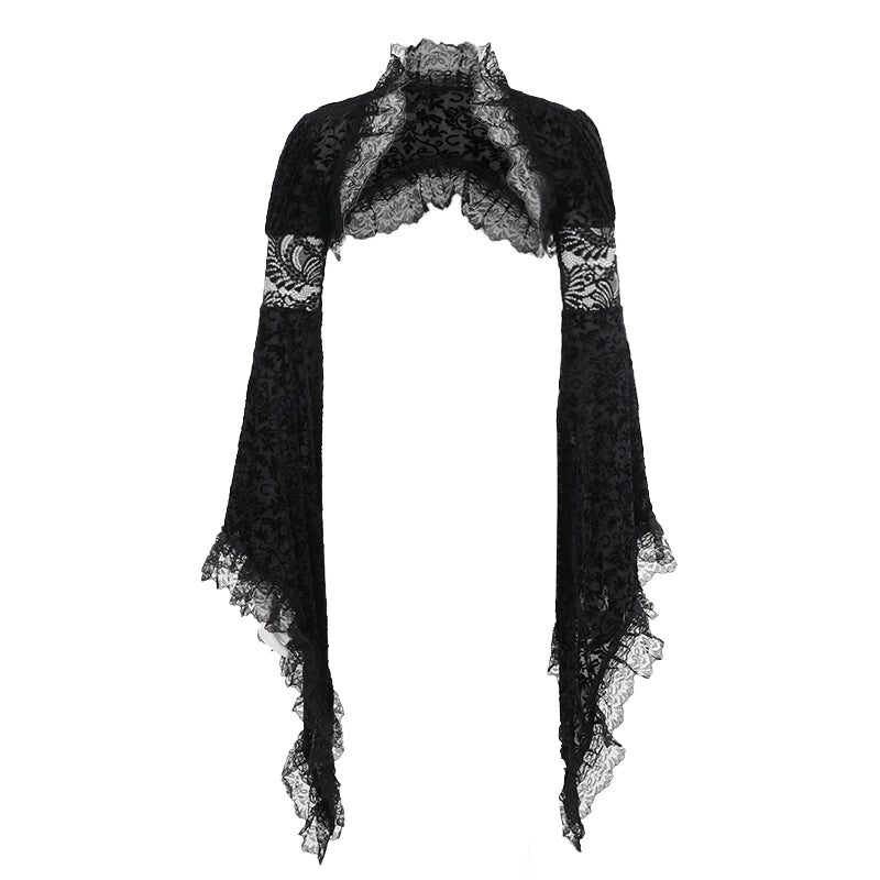 Black lace shrug on a white background