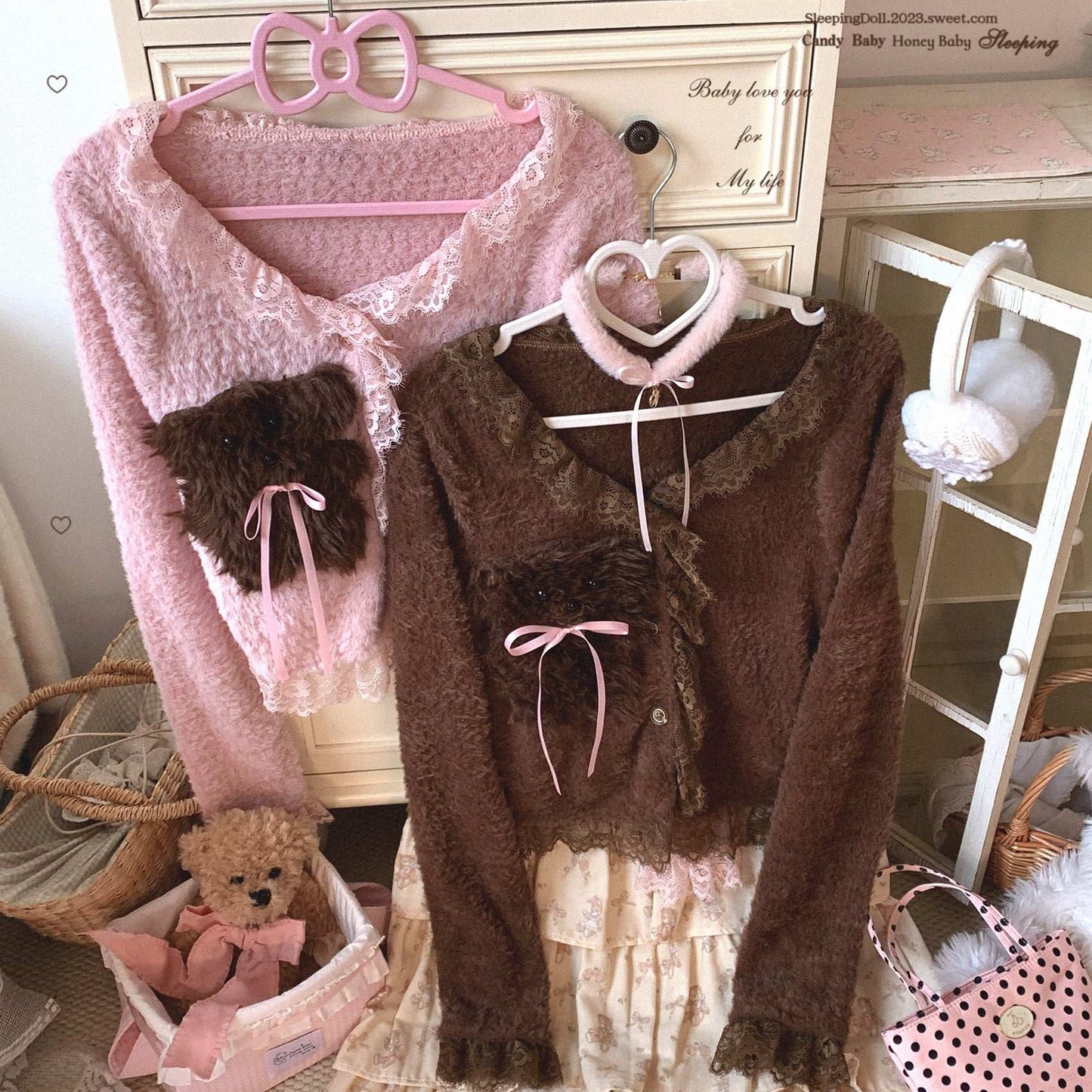 soft fuzzy cardigan with cute puppy embroidery detail