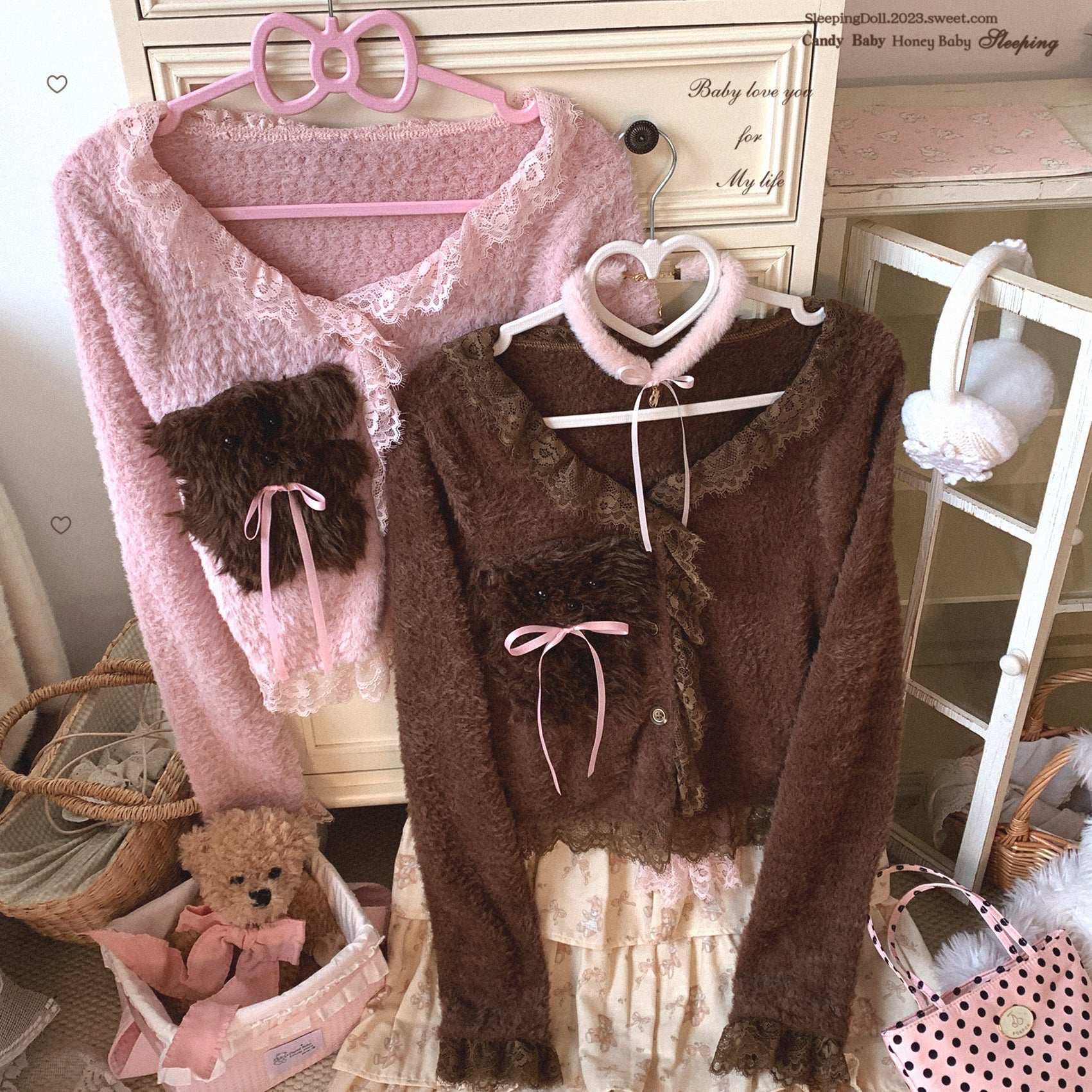 soft fuzzy cardigan with cute puppy embroidery detail