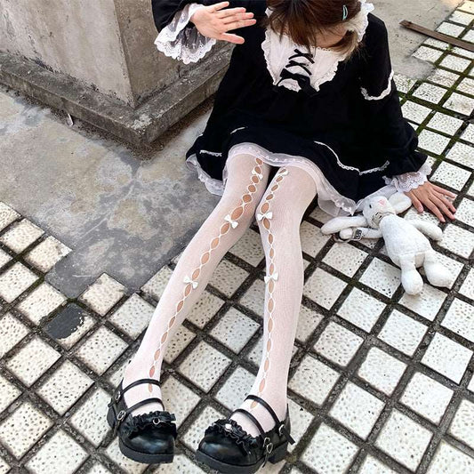 Japanese Sexy Circle Open Bow Tights Stockings