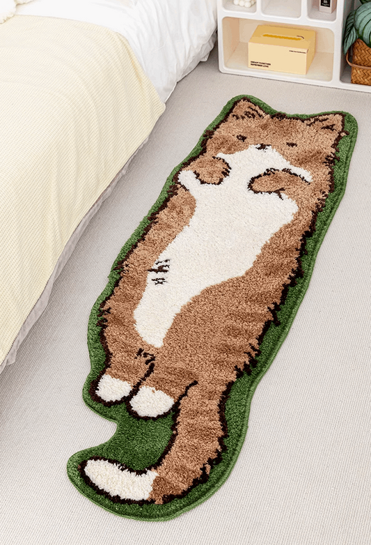Cute Cat Animal Cartoon Minimalist Modern Chic Urban Soft Mat Moss Rugs Carpets Bedroom Decor