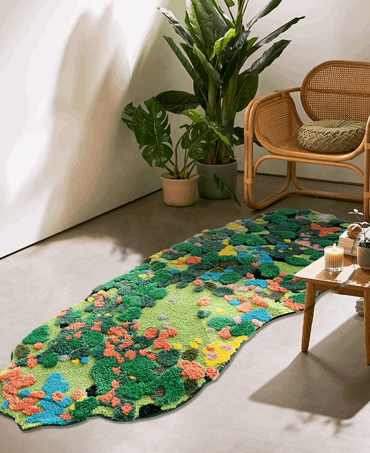 Colorful Blooming Forest Flower Nature Soft Mat Moss Rugs Carpets Bedr ...