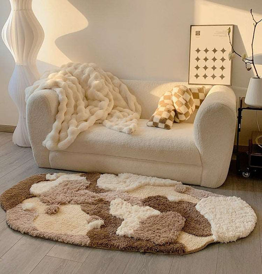 Brown Snow Beige Parisian Chic Neutral Classic Nature Soft Mat Moss Rugs Carpets Decor
