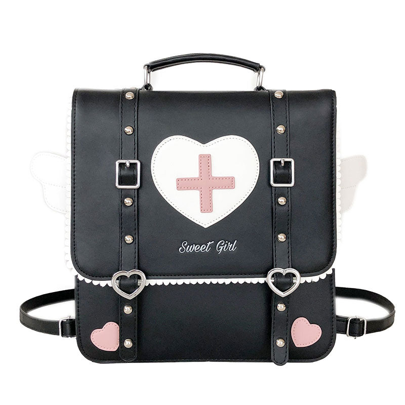 angel backpack with mini wings Sweet Angel Heart Tiny Wings Messenger Bag Backpack – Sugarplum Store