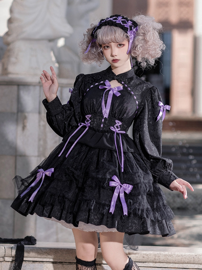EGL Black Purple & White Pink Bow Lace Gothic Princess Dress – Sugarplum Store
