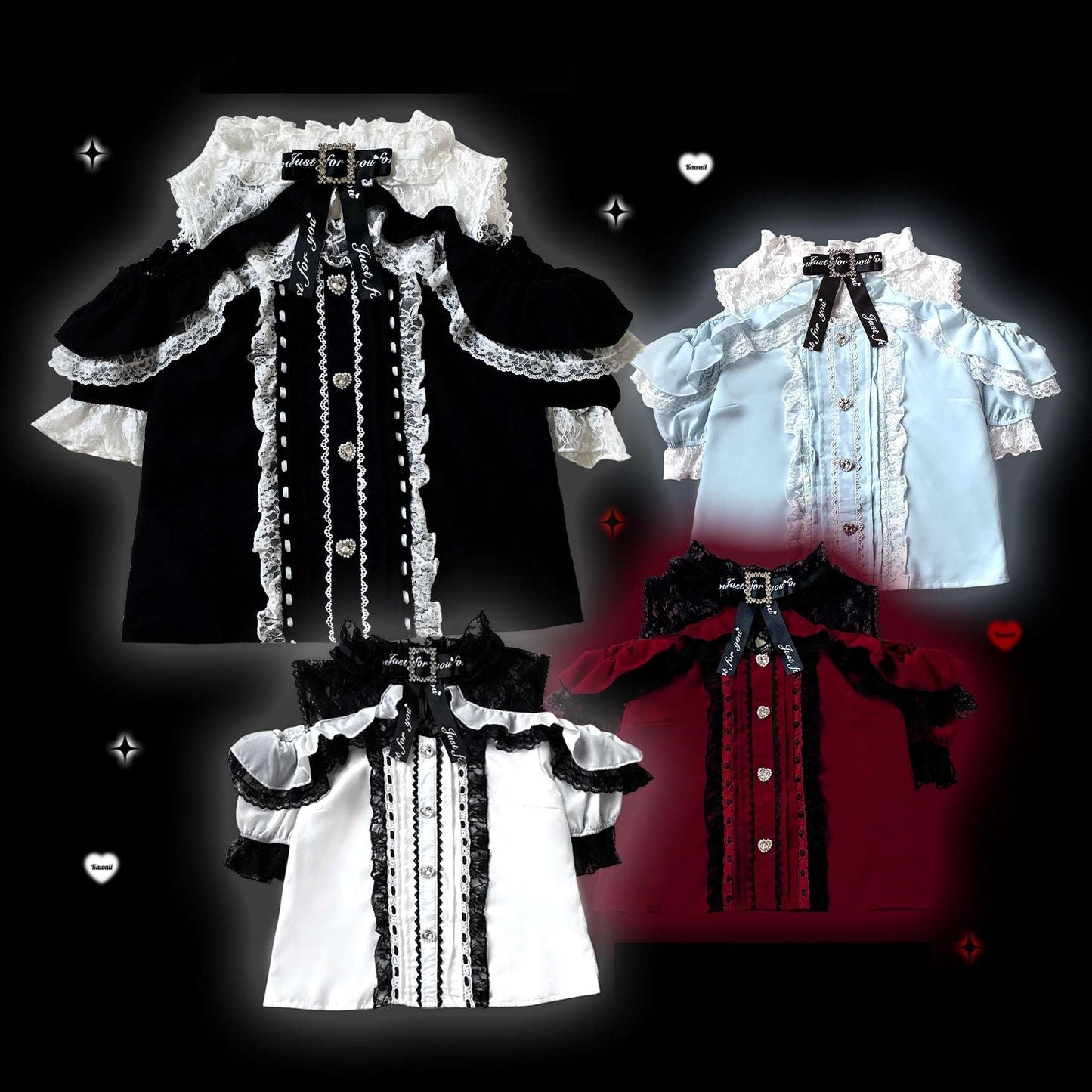 elegant lace blouse with off-shoulder design in four versatile colors