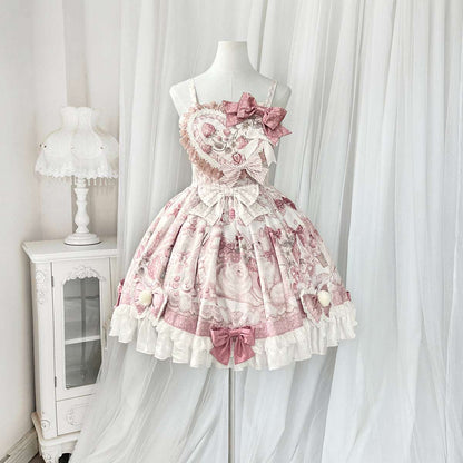Pink floral dress on a mannequin against a white curtain background