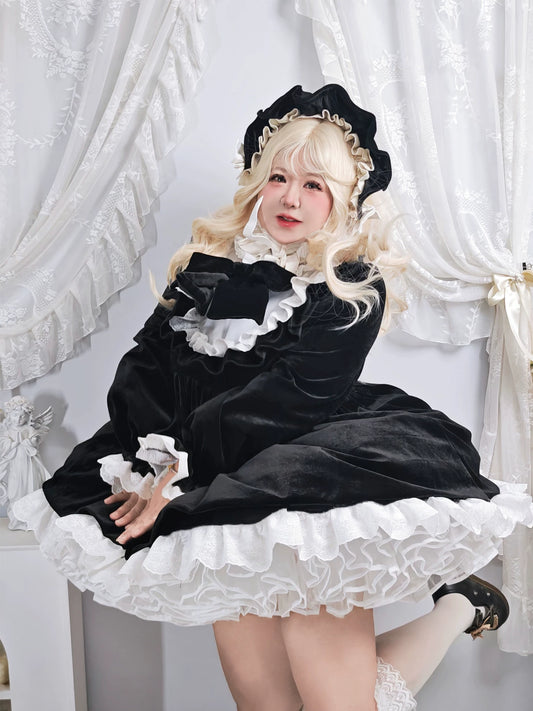Plus Size Gothic Doll Black Lolita Dress