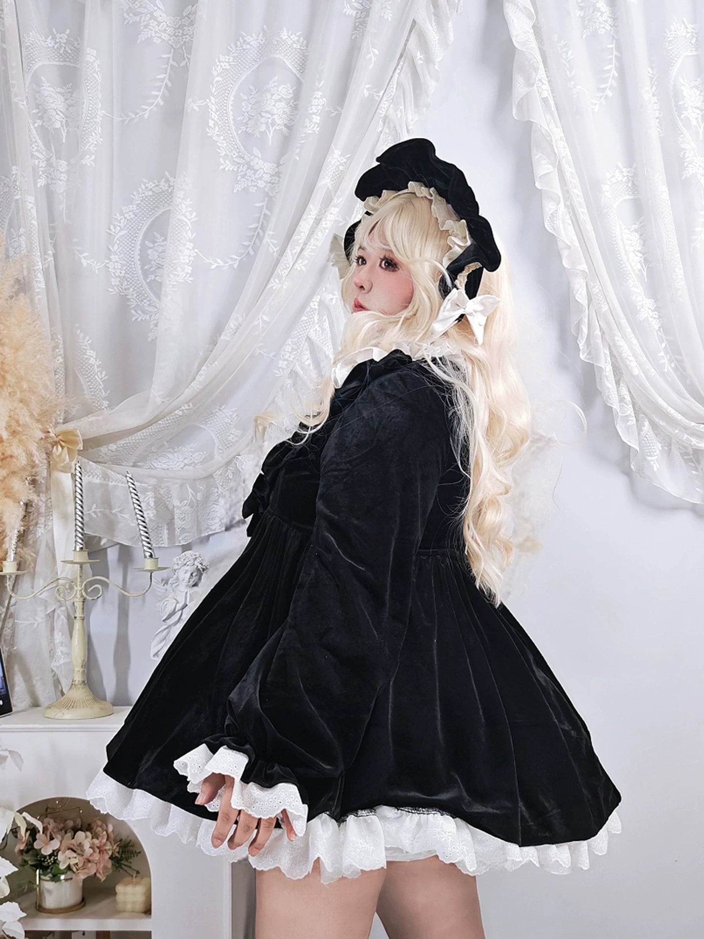 Plus Size Gothic Doll Black Lolita Dress