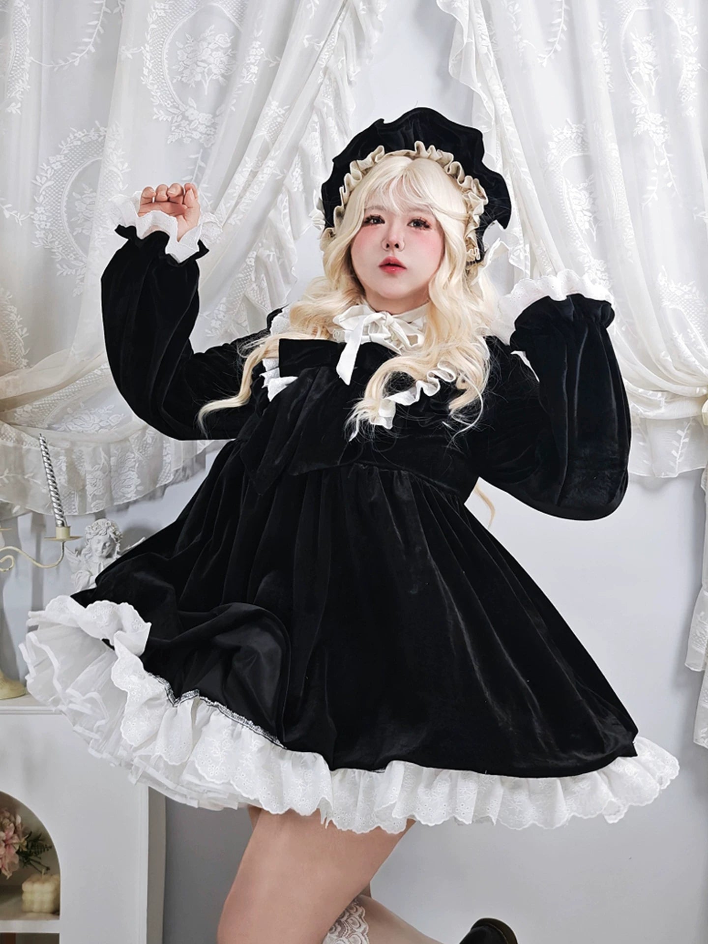 Plus Size Gothic Doll Black Lolita Dress