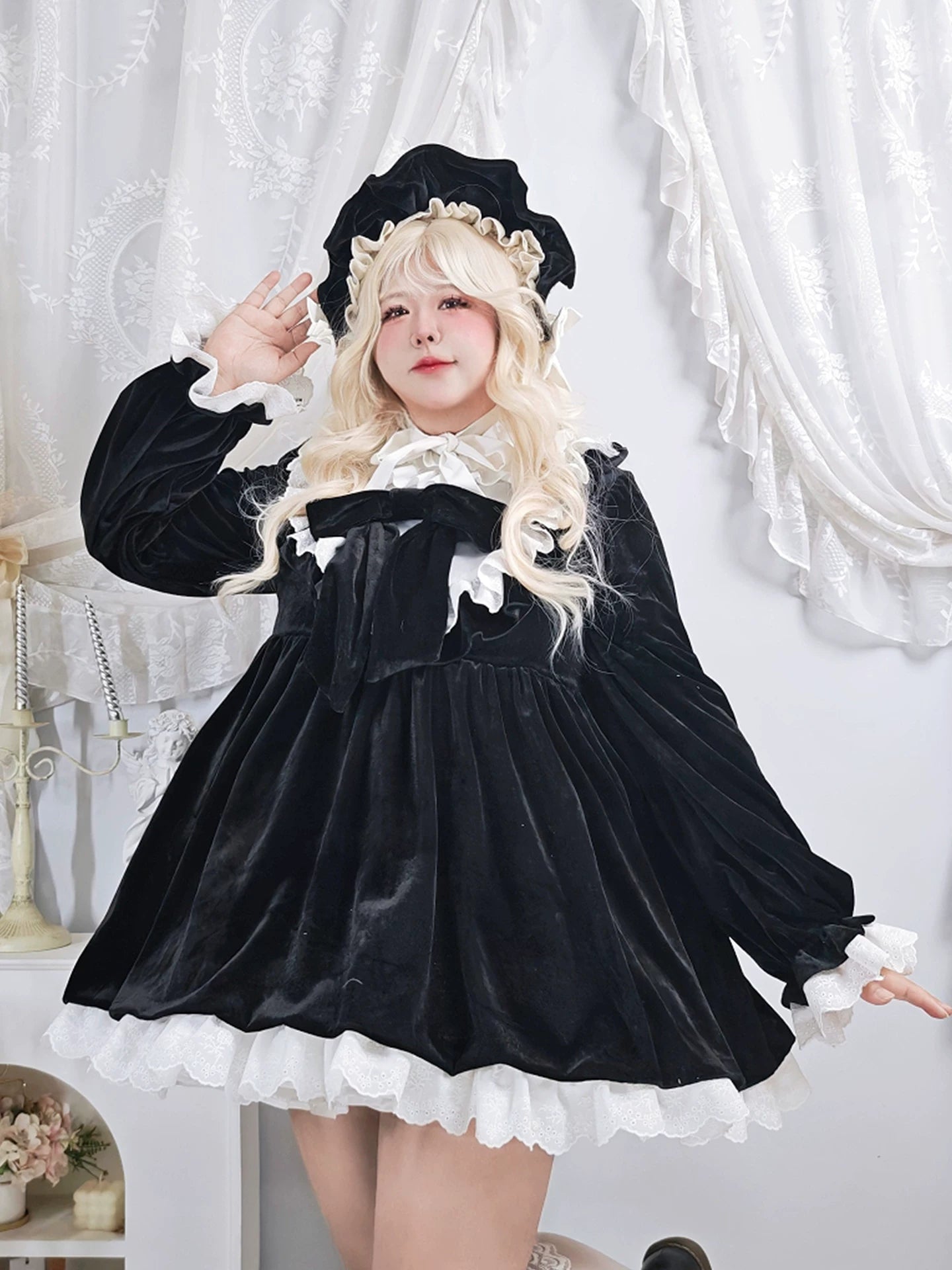 Plus Size Gothic Doll Black Lolita Dress