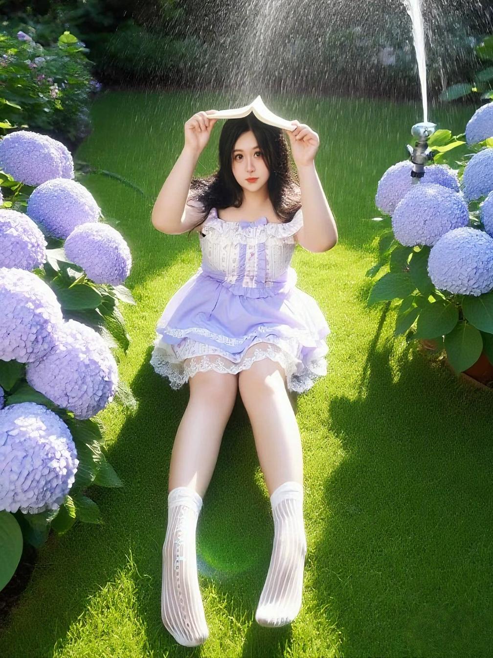 Plus Size Lavender Floral Purple Off Shoulder Top Skirt Two Piece Set