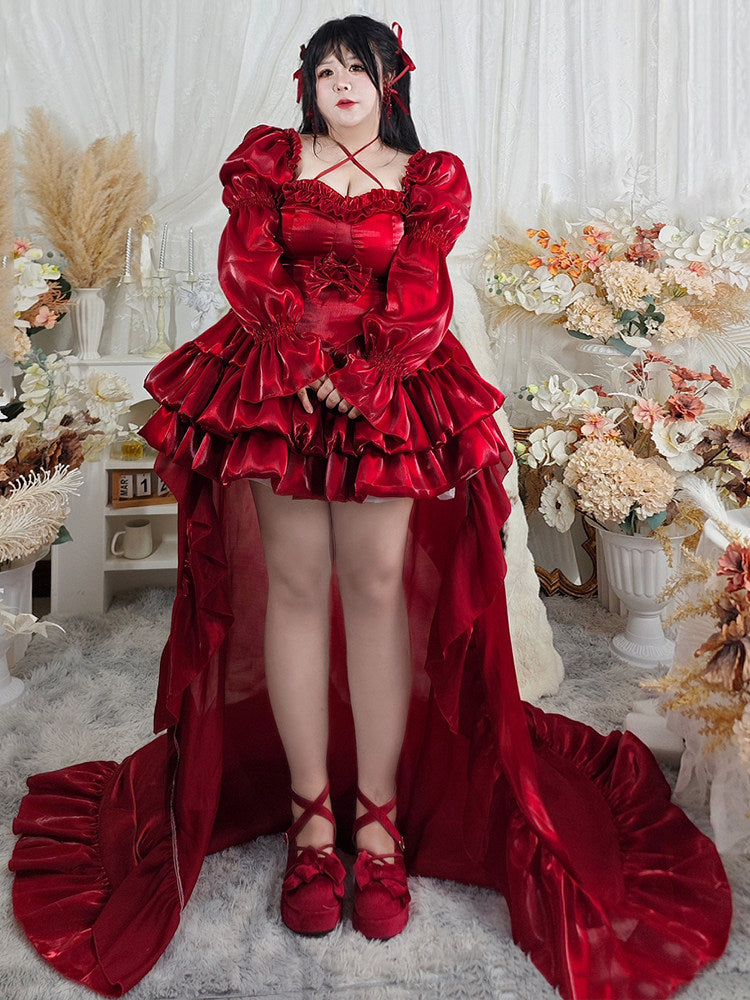 Plus Size Red Rose Princess Prom Dress Gowns – Sugarplum Store