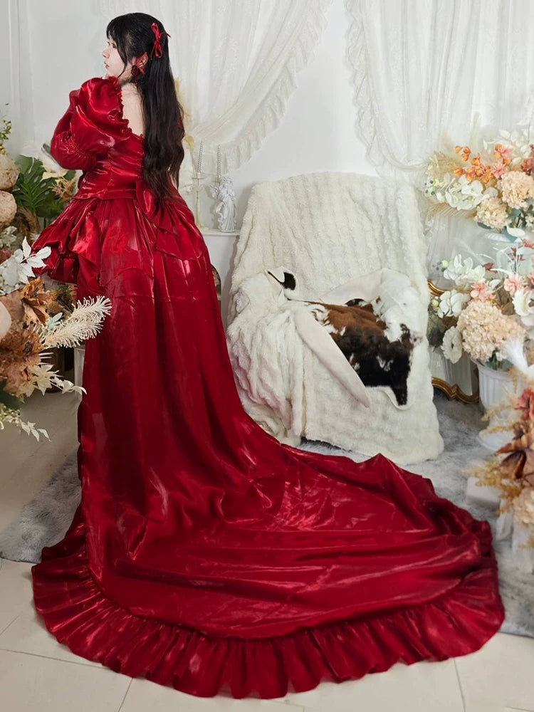 Plus Size Red Rose Princess Prom Dress Gowns – Sugarplum Store