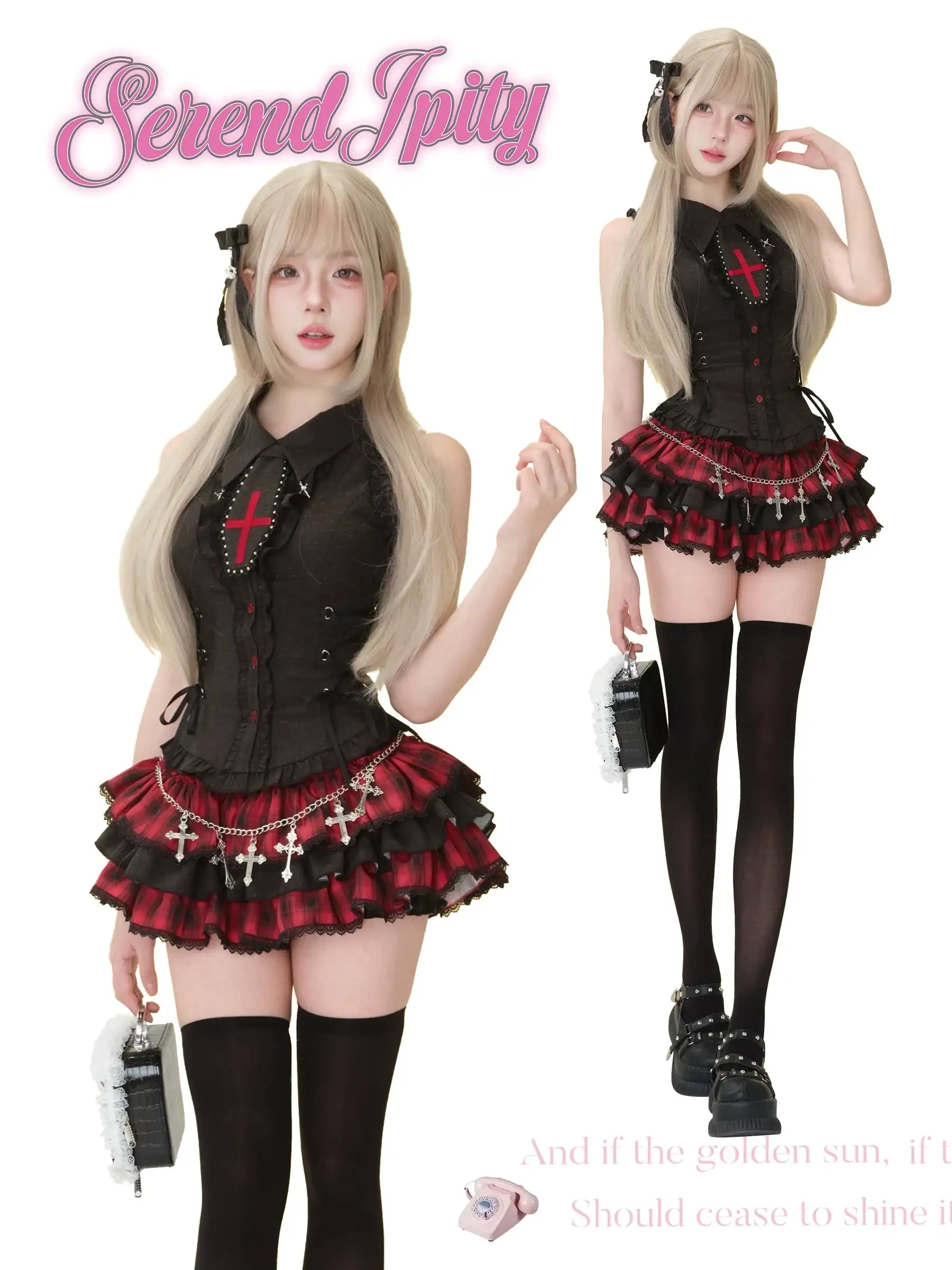 red and black plaid tutu skirt with elastic waist