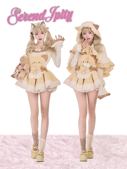 Two people wearing cute matching outfits with 'Serendipity' branding on a white background.