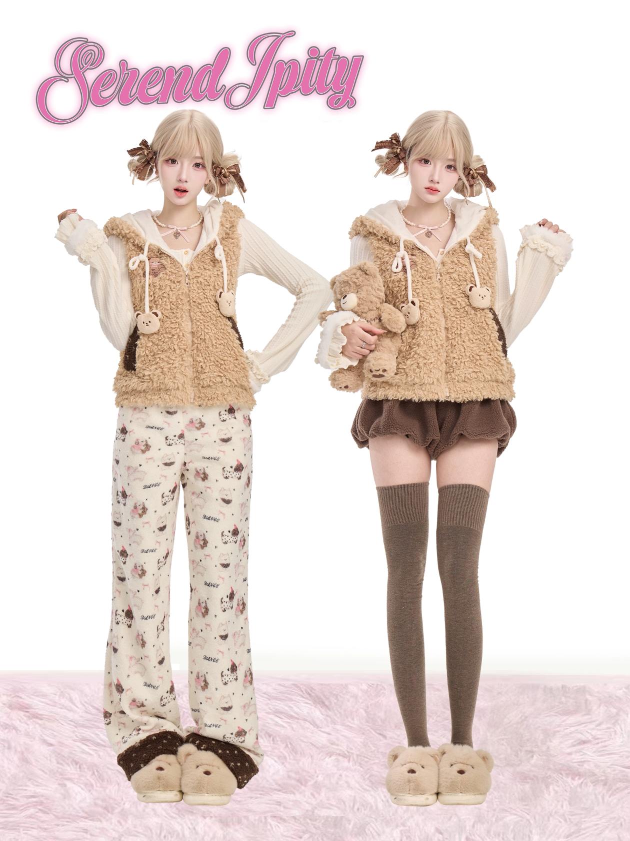 Serendipity Comic Book Teddy Bear Sweater Hoodie Pants Three Piece Set