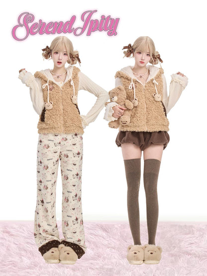 Serendipity Comic Book Teddy Bear Sweater Hoodie Pants Three Piece Set