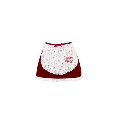 Serendipity Dessert Red Velvet Cami Cardigan Skirt Three Piece Set