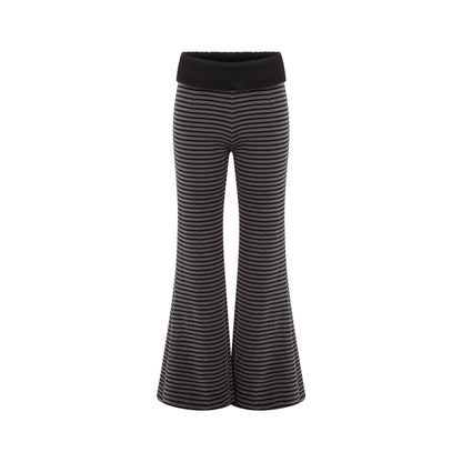 Black and gray striped pants on a white background