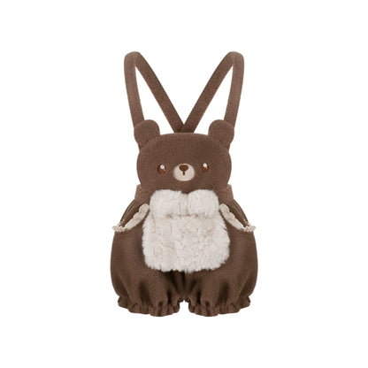 Serendipity Little Bear Bakery Sweater Hoodie Brown Overalls Three Piece Set