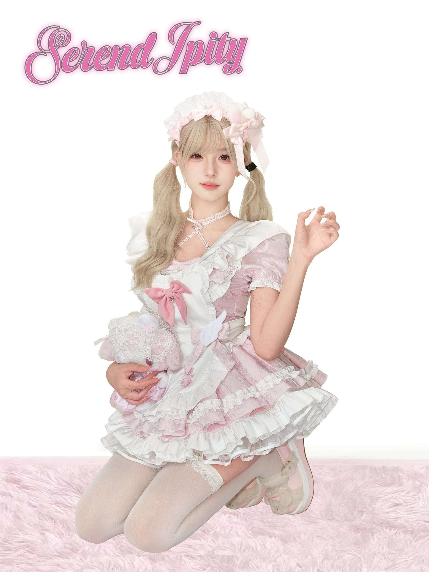 Person in a cute outfit with on a white background