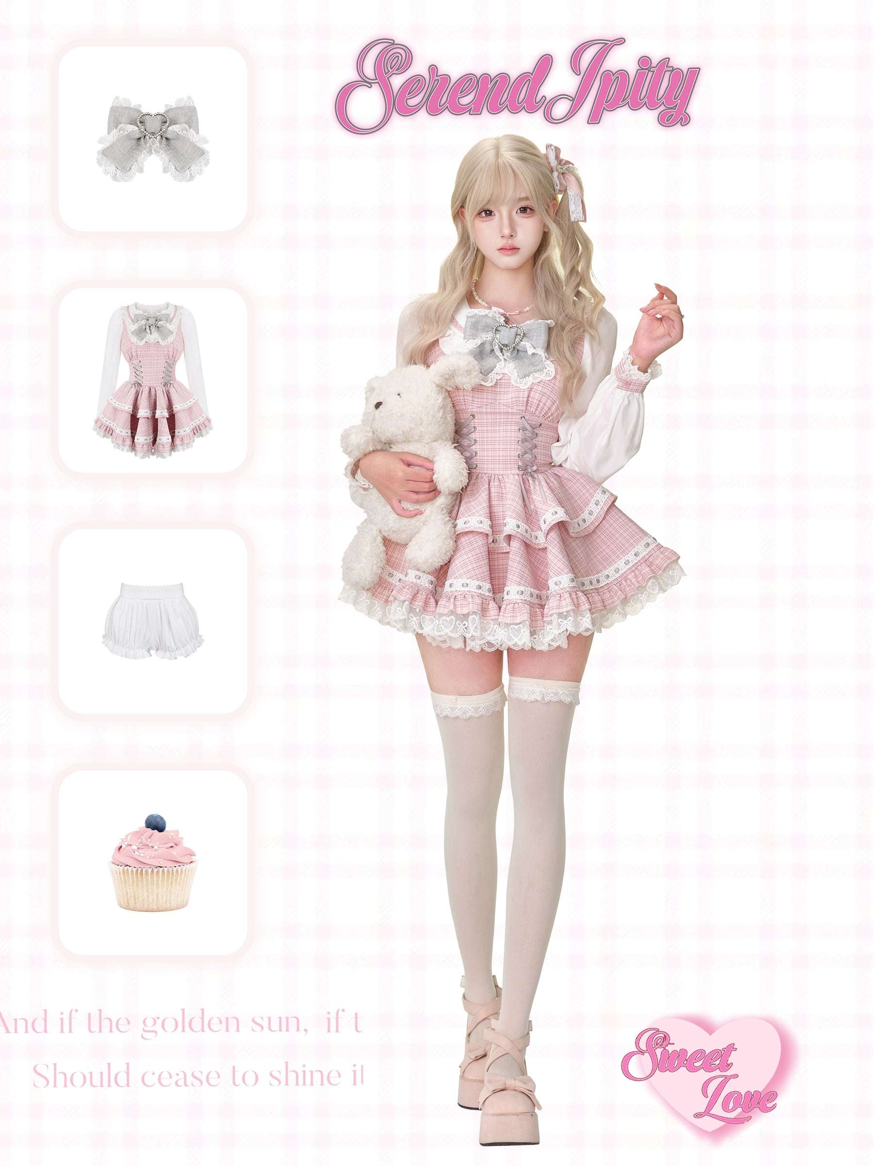 Person wearing a pink outfit with accessories