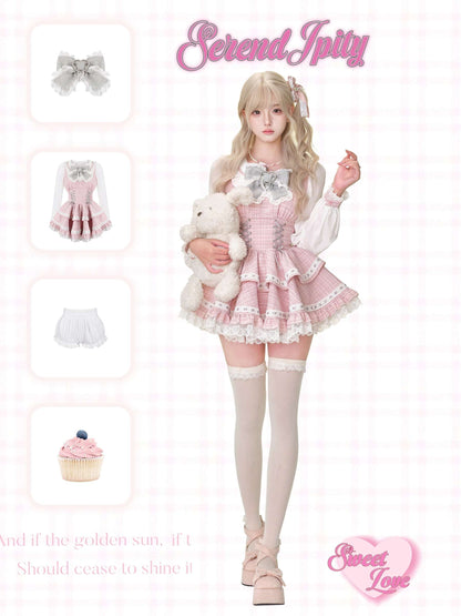 Person wearing a pink outfit with accessories