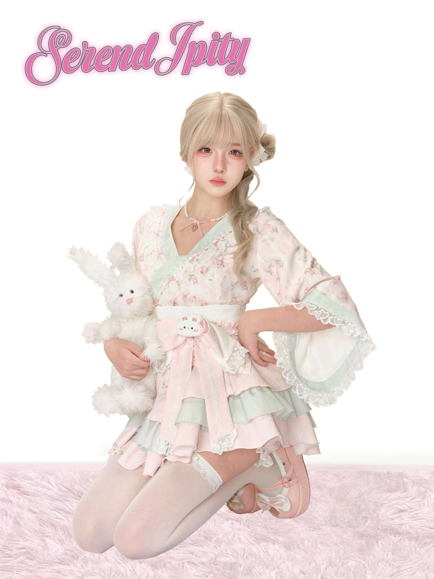 Serendipity Pink Dream Sakura Kimono Top & Skirt Two Piece Set