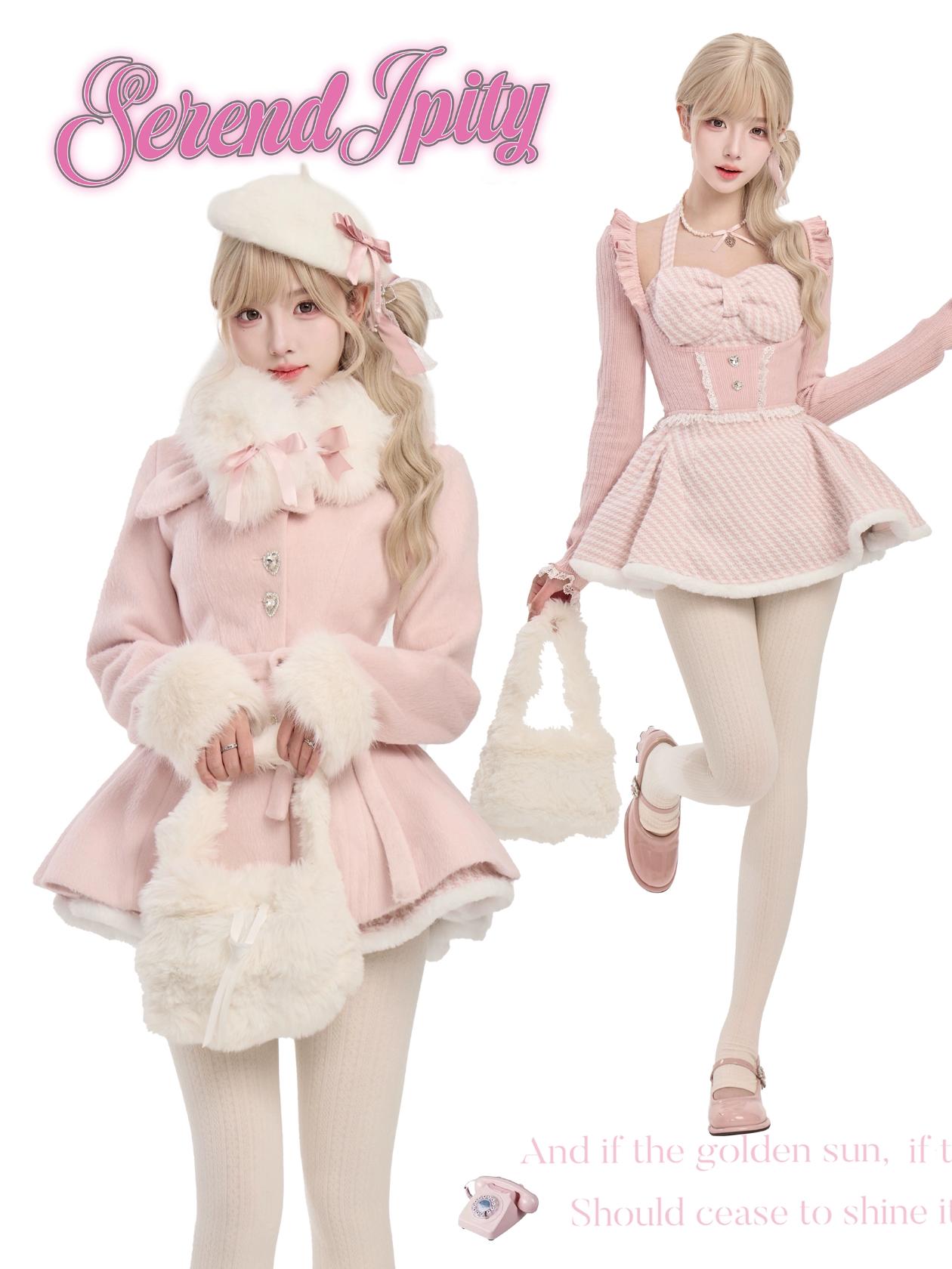 Serendipity Pink Heiress Cardigan Dress Coat Three Piece Set