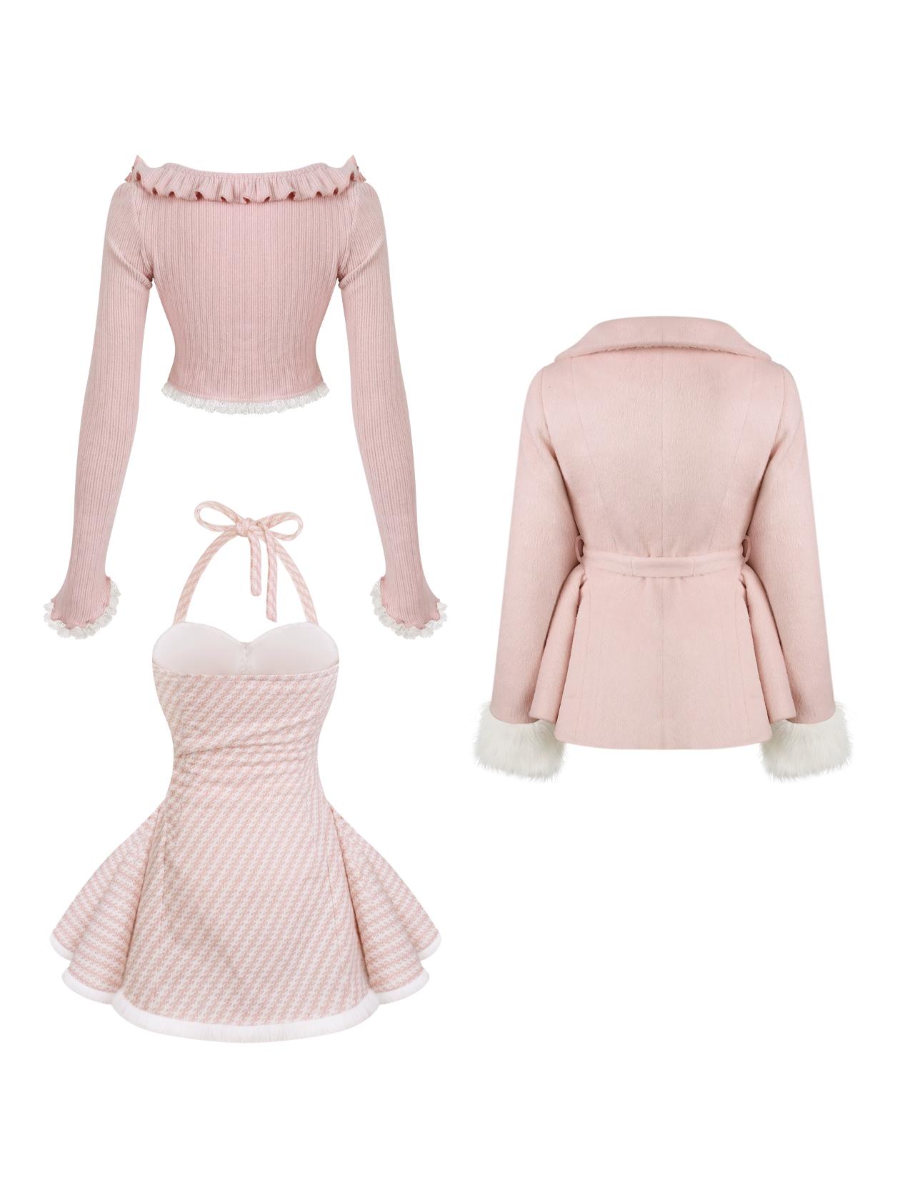 Serendipity Pink Heiress Cardigan Dress Coat Three Piece Set