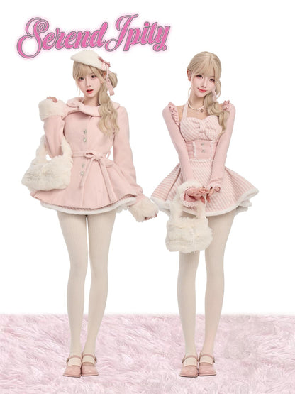 Serendipity Pink Heiress Cardigan Dress Coat Three Piece Set