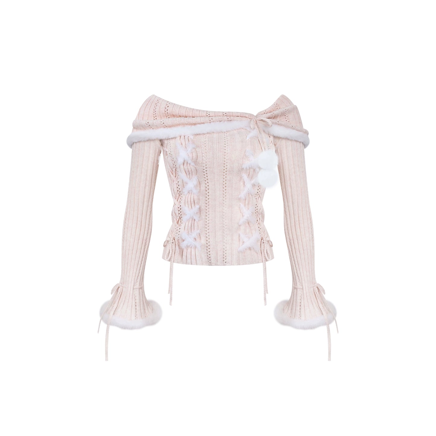 Knitted sweater top with star pattern on a white background