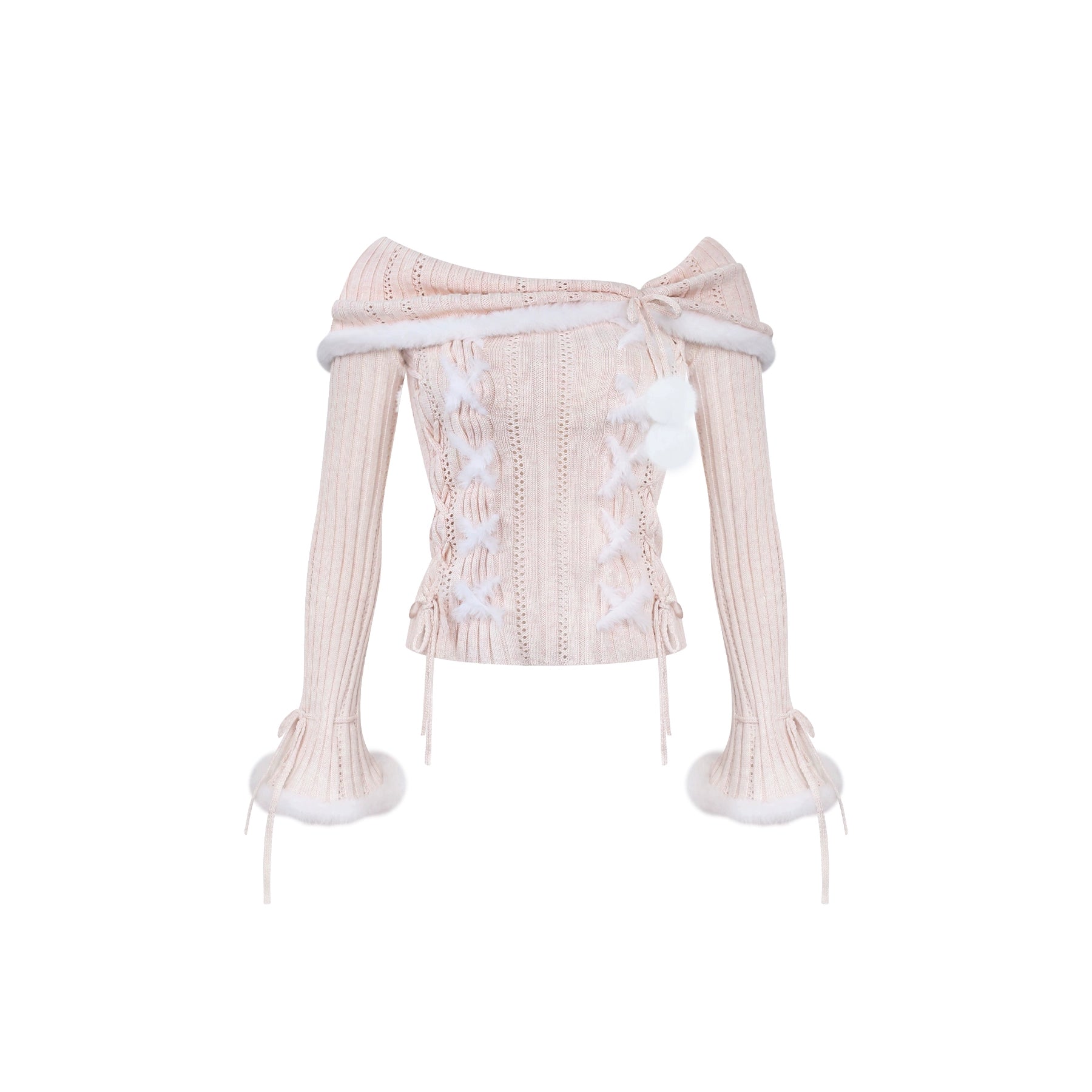 Knitted sweater top with star pattern on a white background