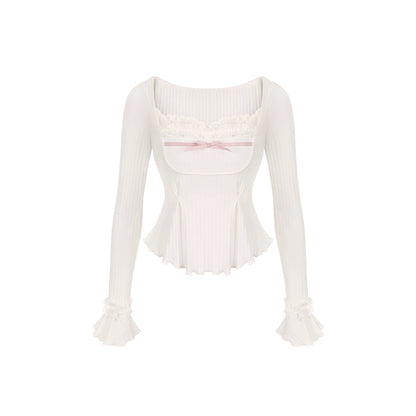 Serendipity Snow Romance Pink Sweater Coat Skirt Three Piece Set